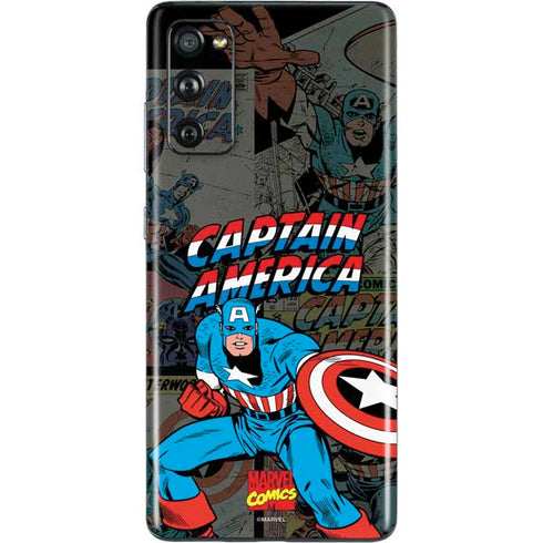 Marvel Classic Comics Captain America Vintage Galaxy S20 Fan Edition Skin
